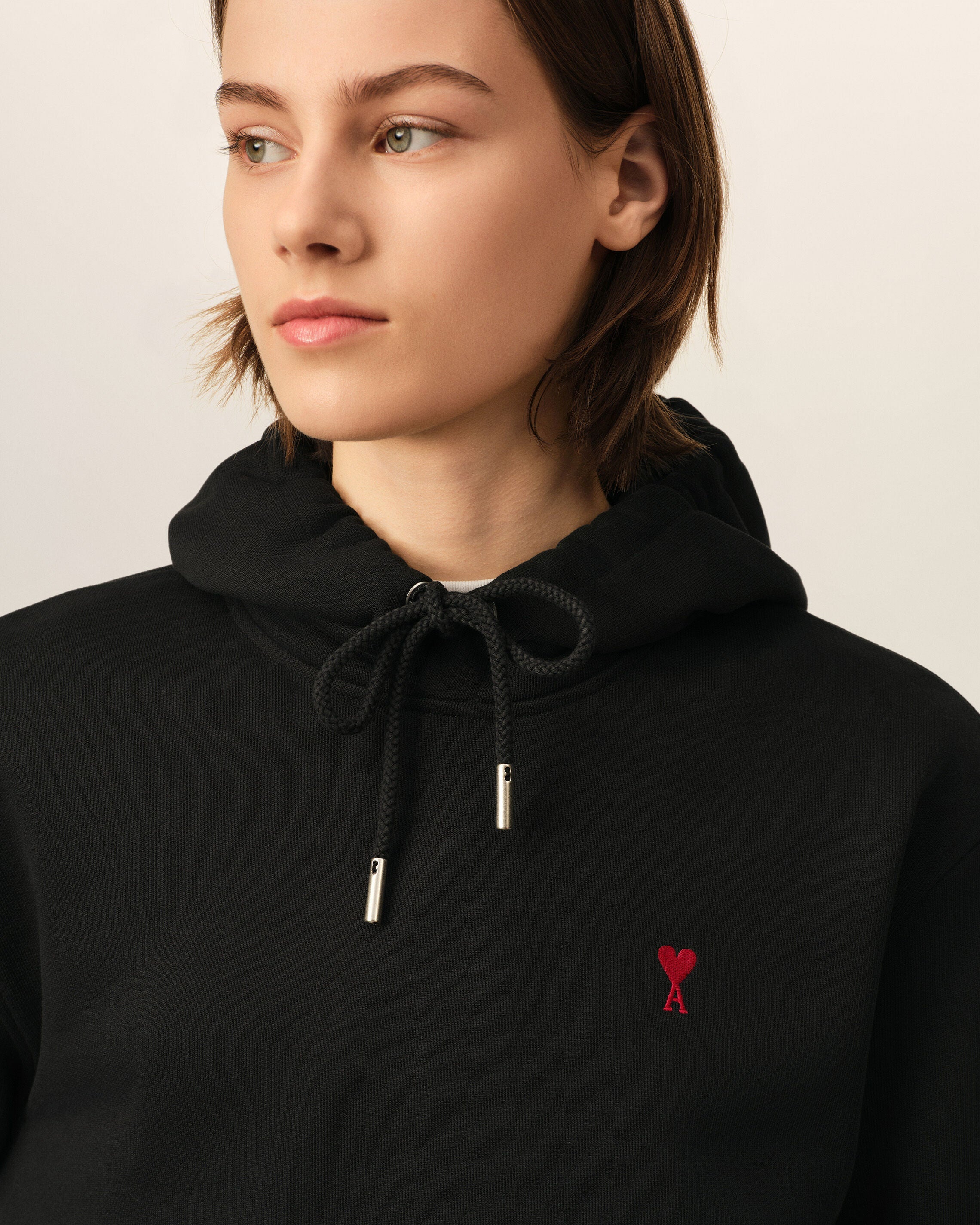 Ami Paris Ami de Coeur Unisex Cotton Hoodie Black