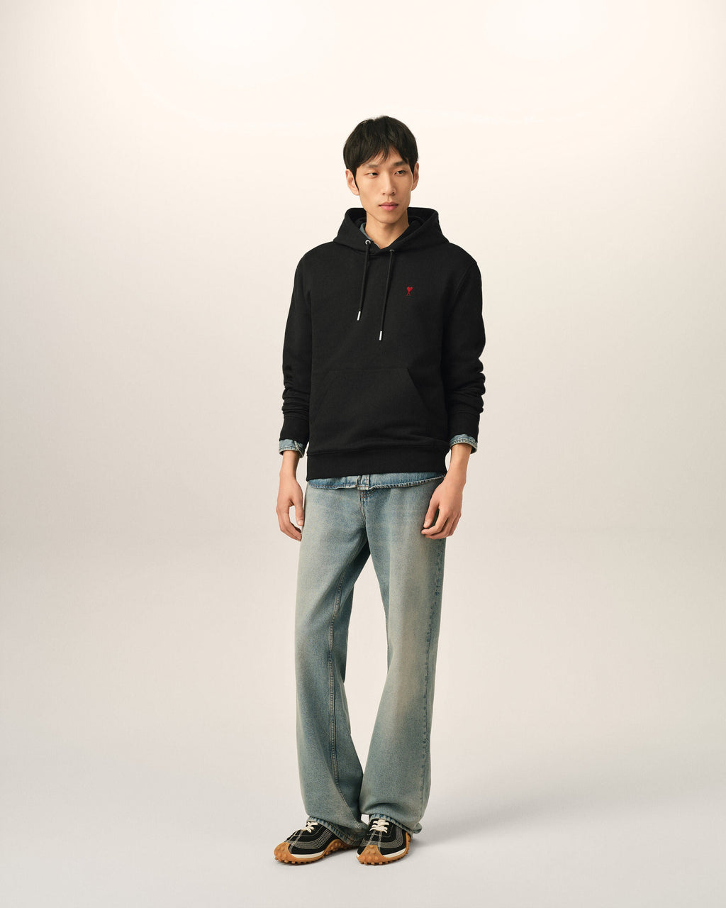 Ami Paris Ami de Coeur Unisex Cotton Hoodie Black