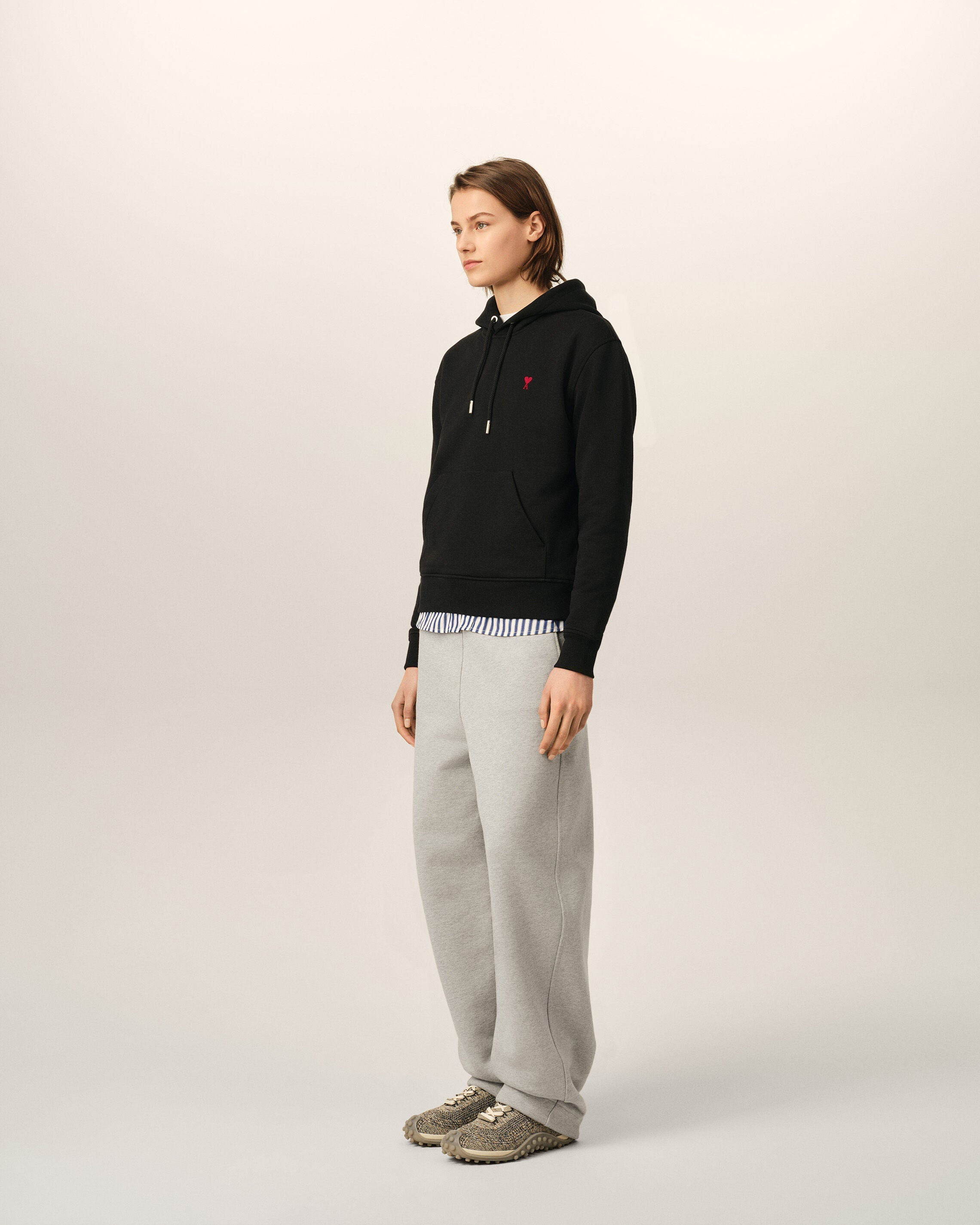 Ami Paris Ami de Coeur Unisex Cotton Hoodie Black